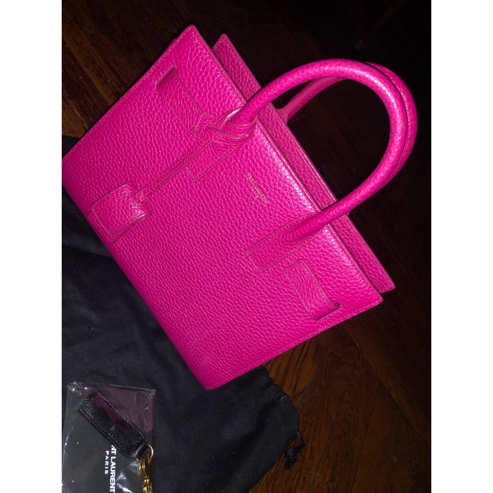 SaintLaurent Nano Sac de Jour Fuchsia Leather Tote